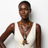 Handcrafted Real Buffalo Horn & Wood Bead Necklace