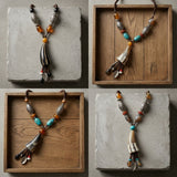 Real Buffalo Horn & Engraved Silver Necklace