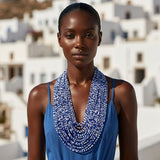 ZPB Mixed Blue & White 100 Strand Bead Necklace