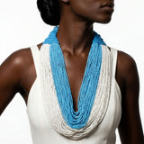 Zeta Amicae Sky Blue White 100 Strand Bead Necklace