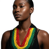 Pan-African Flag Colorblock 100 Strand Necklace