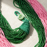 AKA Colorblock Pink Green 100 Strand Bead Necklace