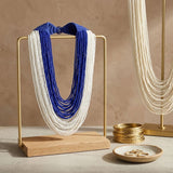 ZPB Colorblock Blue White 100 Strand Bead Necklace