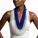 ZPB Colorblock Blue White 100 Strand Bead Necklace