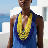 SGRHO Colorblock Blue Yellow 100 Strand Necklace