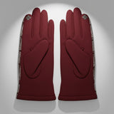 Plaid Wine Touchscreen Winter Gloves for Women