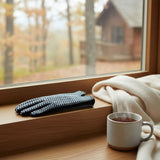 Blue Navy Cross Wavy Touchscreen Winter Gloves