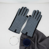Blue Navy Cross Wavy Touchscreen Winter Gloves
