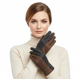 Gray Taupe Faux Suede Touchscreen Winter Gloves