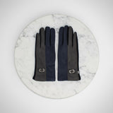 Navy Black Faux Suede Touchscreen Winter Gloves
