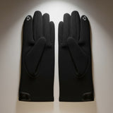 Black Rabbit Ear Leather Touchscreen Winter Gloves