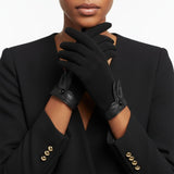 Black Rabbit Ear Leather Touchscreen Winter Gloves