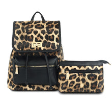 Cargar imagen en el visor de la galería, Backpack Leopard and Black Flap Bag Set for Women
