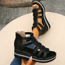 Cargar imagen en el visor de la galería, Cutout Rhinestone Trim Wedge Sandals
