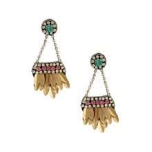 Load image into Gallery viewer, Rhinestone Hanging Leaves Earrings
