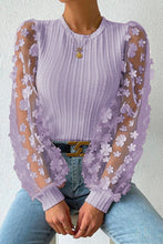Load image into Gallery viewer, Textured Applique Long Sleeve Blouse
