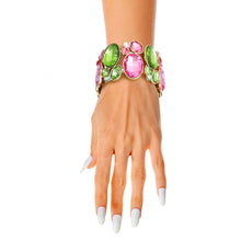 Load image into Gallery viewer, Pink Green Oval Crystal Bracelet
