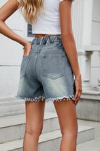Load image into Gallery viewer, Raw Hem Studded Denim Shorts
