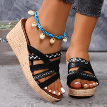 Cargar imagen en el visor de la galería, PU Leather Crisscross Wedge Sandals
