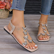 Cargar imagen en el visor de la galería, Rhinestone Butterfly Flat Sandals
