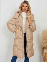Cargar imagen en el visor de la galería, Long Sleeve Longline Hooded Winter Coat
