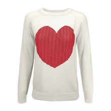 Cargar imagen en el visor de la galería, Love Heart Jacquard Round Neck Pullover Sweater
