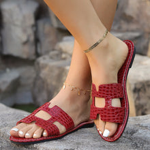 Load image into Gallery viewer, Crocodile Pattern Open-Toe PU Leather Sandals

