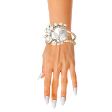 Load image into Gallery viewer, Gold Round Crystals Hinge Cuff
