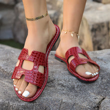 Load image into Gallery viewer, Crocodile Pattern Open-Toe PU Leather Sandals
