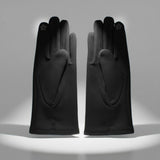 Black Woolen Cute Rabbit Touchscreen Winter Gloves