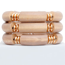 Cargar imagen en el visor de la galería, Brown Wood Tube Stretch Bangle Set
