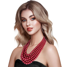 Load image into Gallery viewer, Crimson Pearl Ensemble Necklace Set
