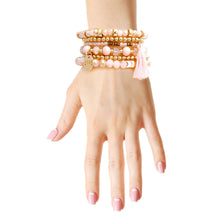Load image into Gallery viewer, Light Brown Glass Love 6 Pcs Bracelets
