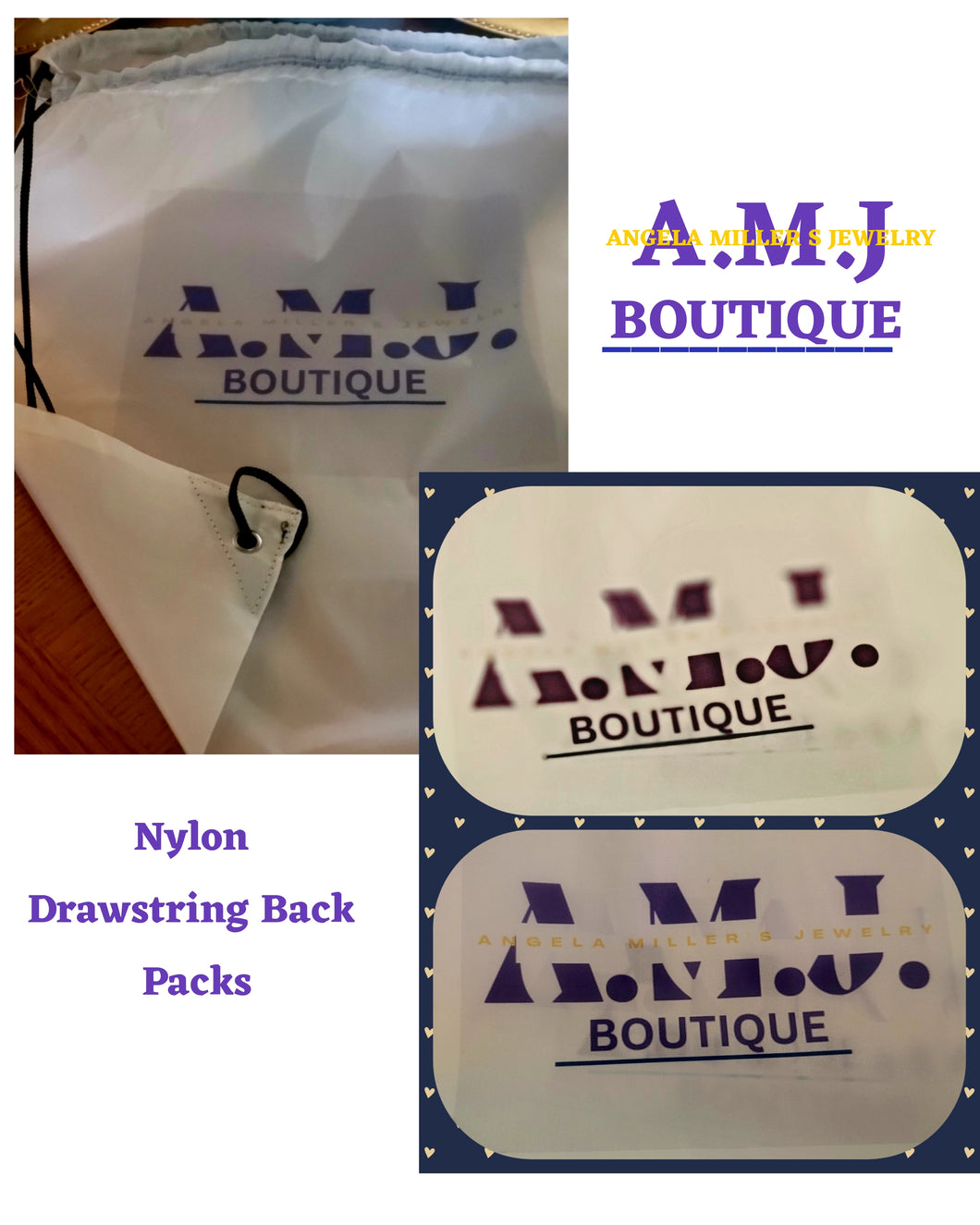 A.M.J BOUTIQUE SWAG NYLON DRAWSTRING BACKPACK