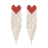 Red and Gold Heart Fringe Earrings