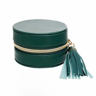 Green Travel Round Jewelry Box Organizer for Women