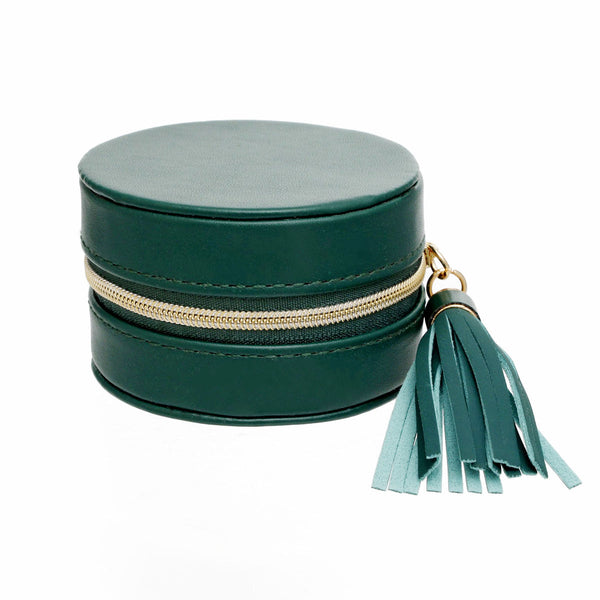 Green Travel Round Jewelry Box Organizer for Women