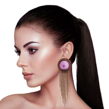 Cargar imagen en el visor de la galería, Purple Pearl Fringe Earrings
