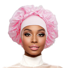 Load image into Gallery viewer, Bonnet Light Pink Satin Wide Edge Double Layer
