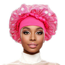 Load image into Gallery viewer, Bonnet Hot Pink Satin Wide Edge Double Layer Women
