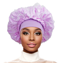 Load image into Gallery viewer, Bonnet Purple Satin Wide Edge Double Layer Women
