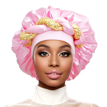 Load image into Gallery viewer, Bonnet Light Pink Gold Satin Wide Edge Twist Women
