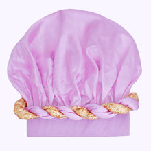 Load image into Gallery viewer, Bonnet Purple Gold Satin Wide Edge Twist Women
