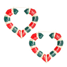 Cargar imagen en el visor de la galería, Red and Green Heart Bamboo Hoops
