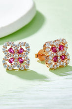 Load image into Gallery viewer, 925 Sterling Silver Lab-Grown Ruby Flower Shape Stud Earrings
