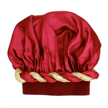 Load image into Gallery viewer, Bonnet Wine Gold Satin Wide Edge Twist Women

