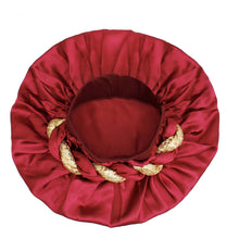 Load image into Gallery viewer, Bonnet Wine Gold Satin Wide Edge Twist Women
