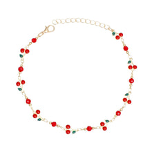 Load image into Gallery viewer, Anklet Cherry Red Bead and Gold Chain for Women
