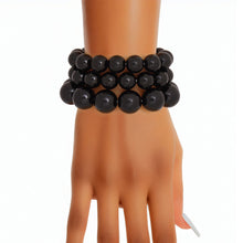 Load image into Gallery viewer, Bracelet Black Beaded 3 Pcs Set for Women
