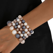 Cargar imagen en el visor de la galería, Bracelets Multi Browns Gray Cream Pearl 5pc Set
